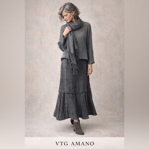 🔥VTG Amano Wool, Lagenlook Skirt w/Unique & Funky Flared-Hem Skirt, EUC, Medium